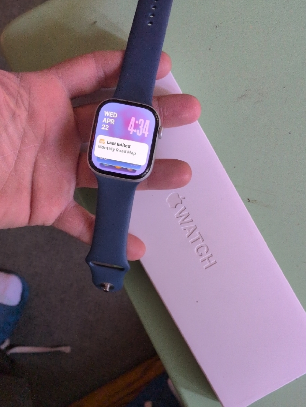 Apple Watch with Dark Blue Silicone Band - Picture 3 of 3